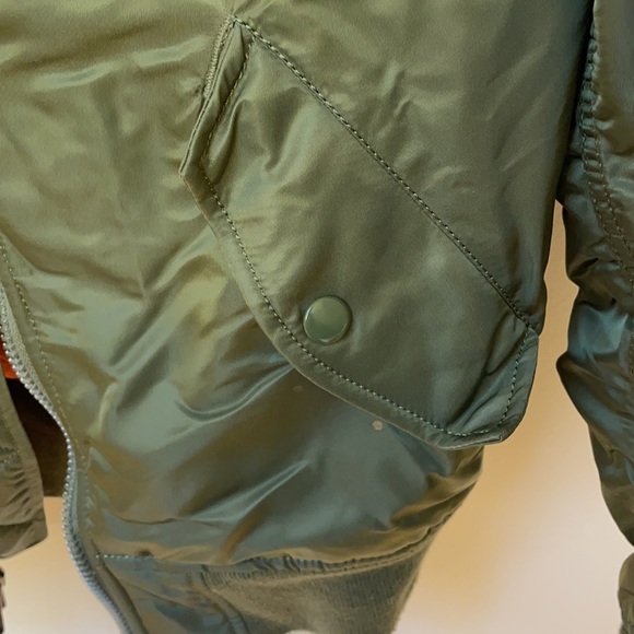 Alpha Industries MA-1 Slim Fit Flight Jacket Sage Green Reversible to Orange - Picture 5 of 11